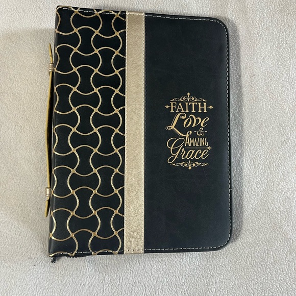 Accessories - Black and Gold Faith Love Amazing Grace Bible Cover